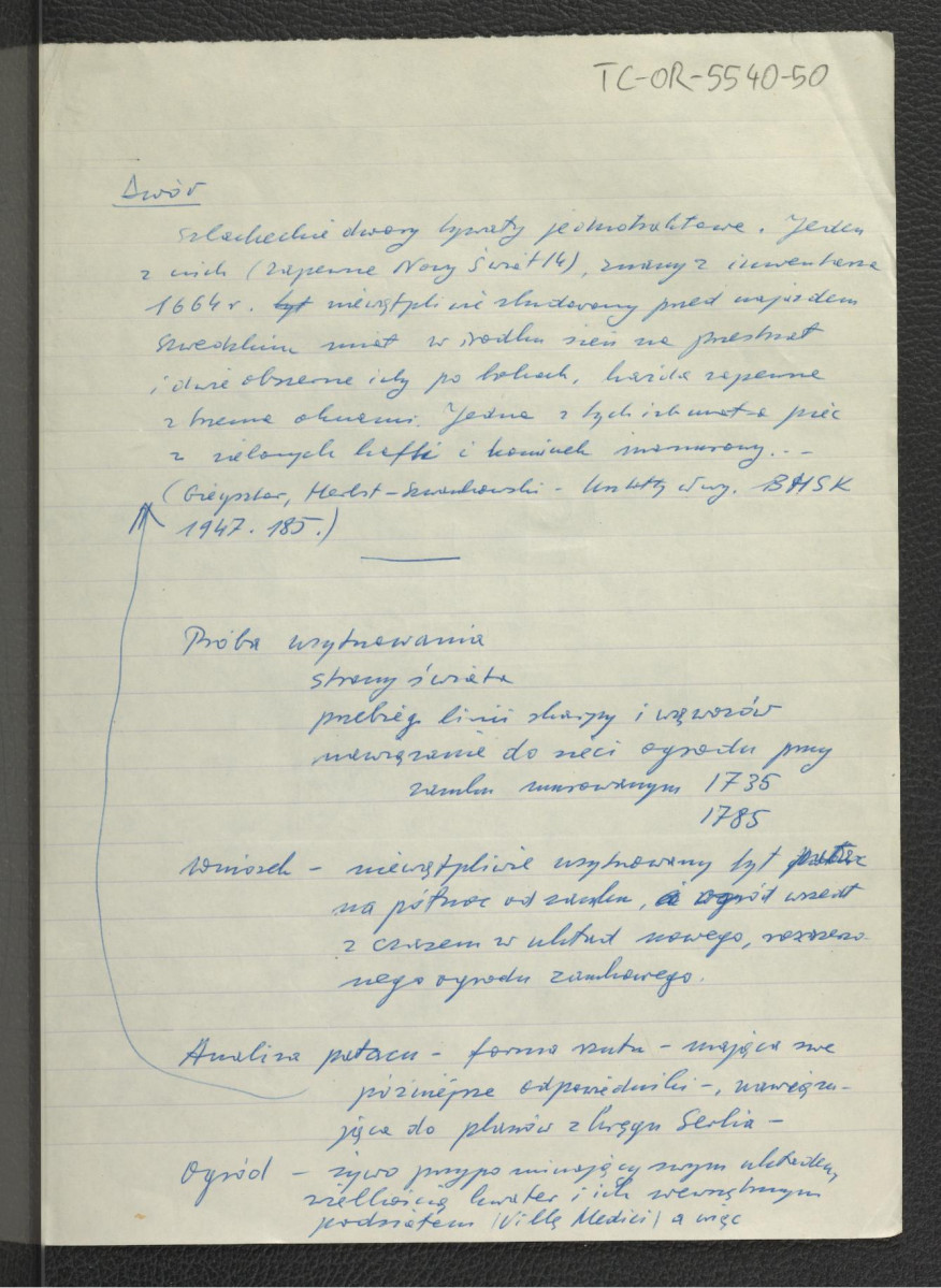 prawdopodobnie wypis z Gieysztor, Aleksander; Herbst, Stanisław; Szwankowski, Eugeniusz: Kształty Warszawy; BHSK 1947, s.185(?), skan 1