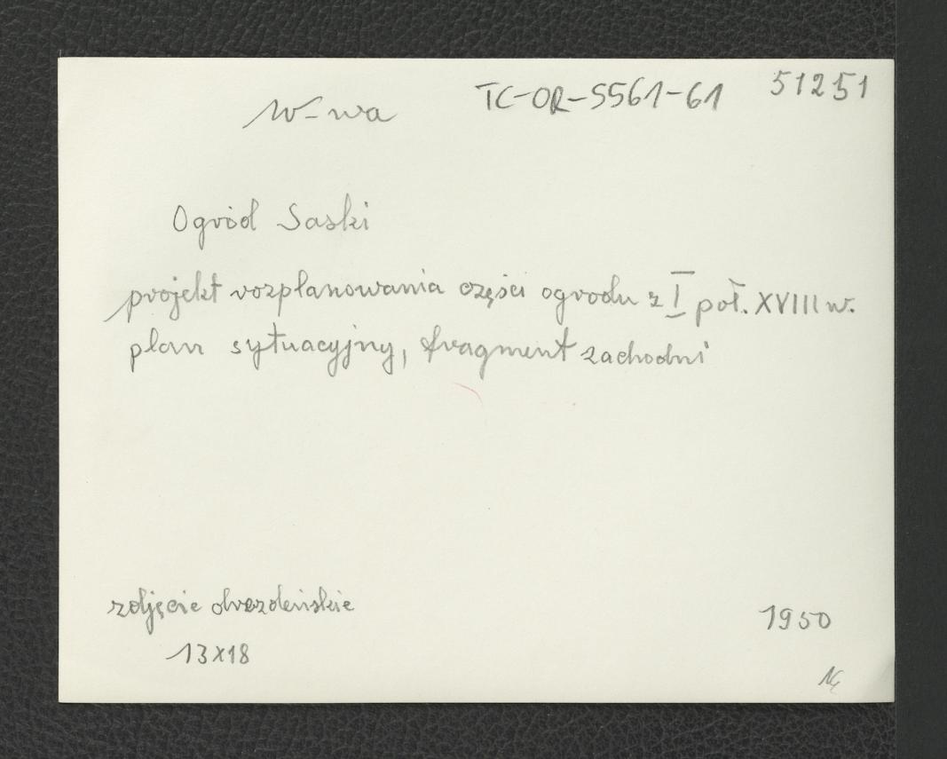 fotografia czarno-biała przedstawiająca projekt rozplanowania części ogrodu z pergolą i błędnikiem z pierwszej połowy XVIII w. plan sytuacyjny, fragment zachodni; ze zbiorów drezdeńskich, skan 2