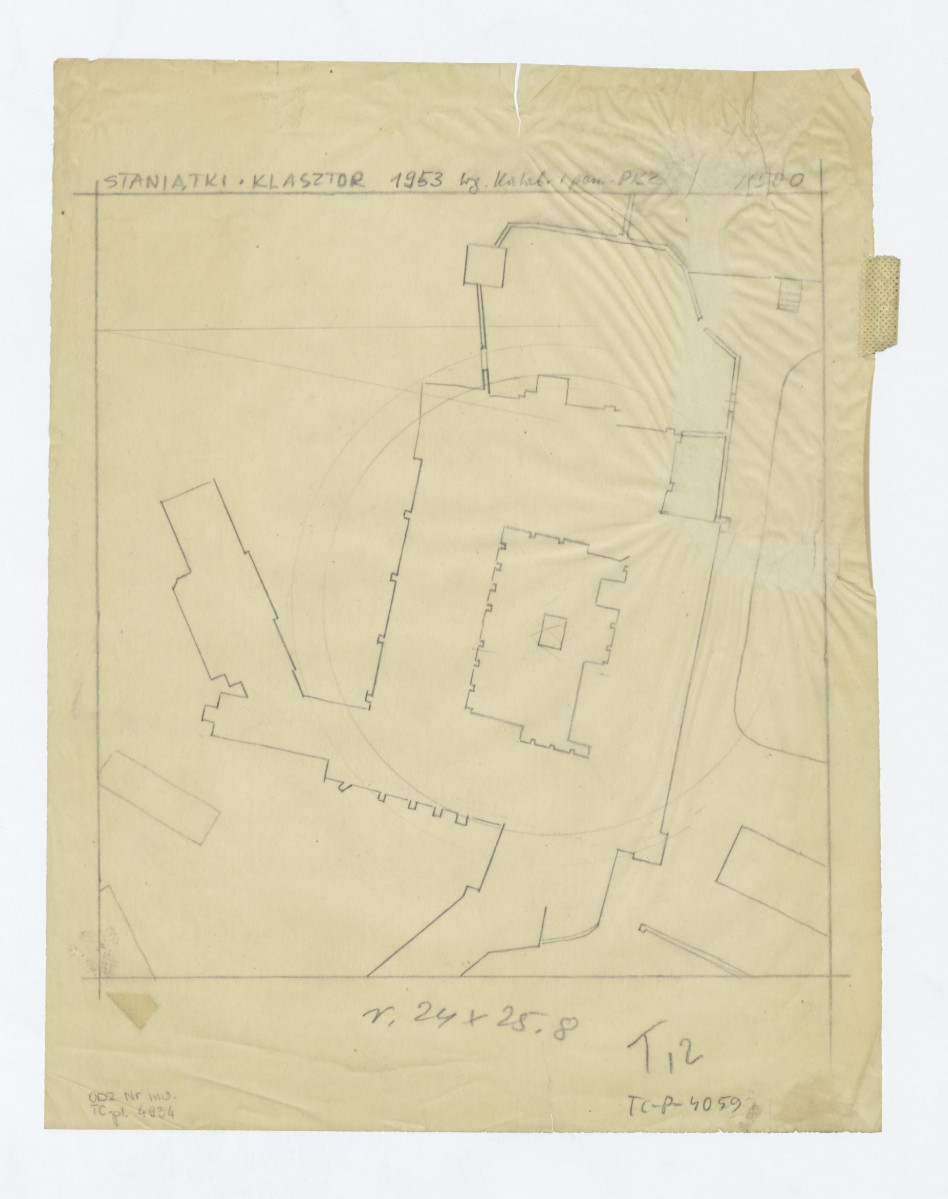 rzut kościoła i klasztoru, przygotowanie do opracowania, skan 1