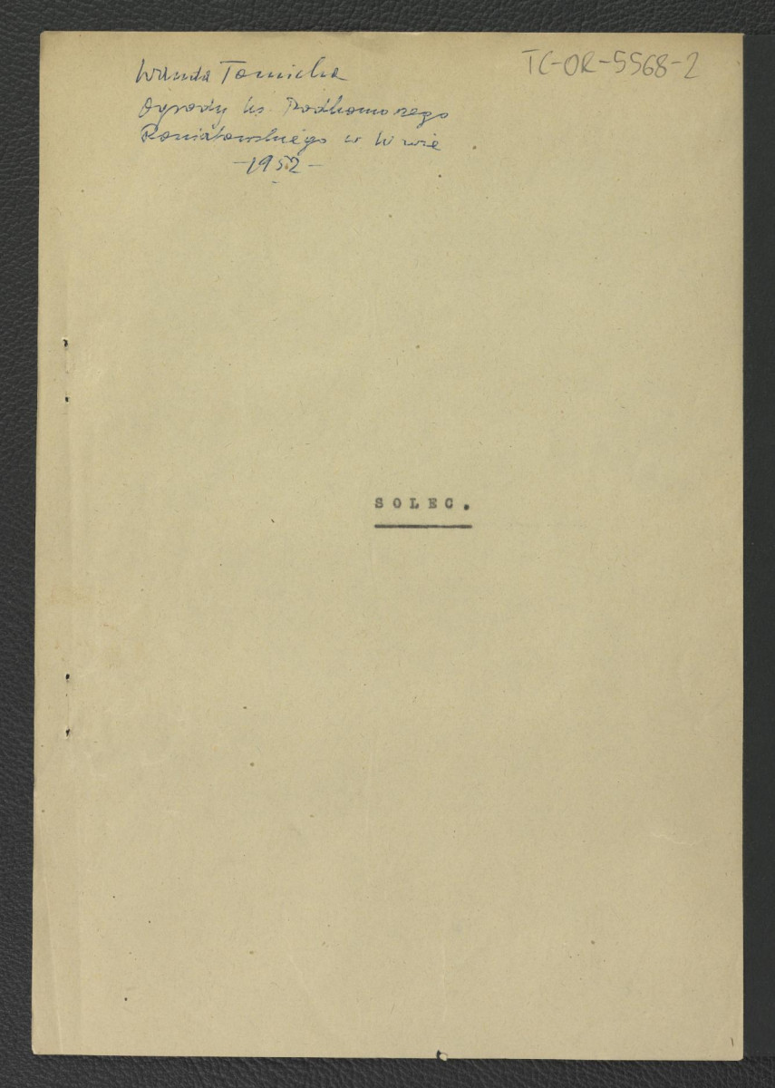 fragment pracy Tomicka W., Ogrody księcia Podkomorzego Kazimierza Poniatowskiego  w Warszawie w: „Ochrona Zabytków” nr 6/4 (23) 228-239 (1953) dotyczący Solca                     , skan 1