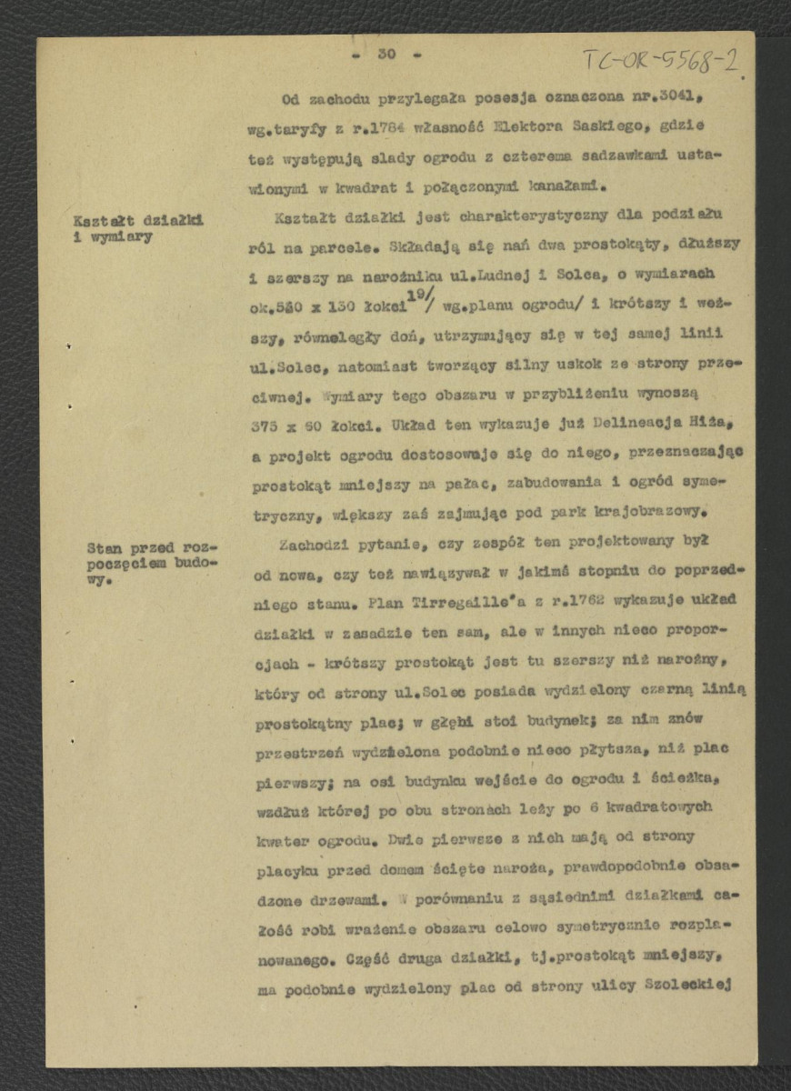 fragment pracy Tomicka W., Ogrody księcia Podkomorzego Kazimierza Poniatowskiego  w Warszawie w: „Ochrona Zabytków” nr 6/4 (23) 228-239 (1953) dotyczący Solca                     , skan 5