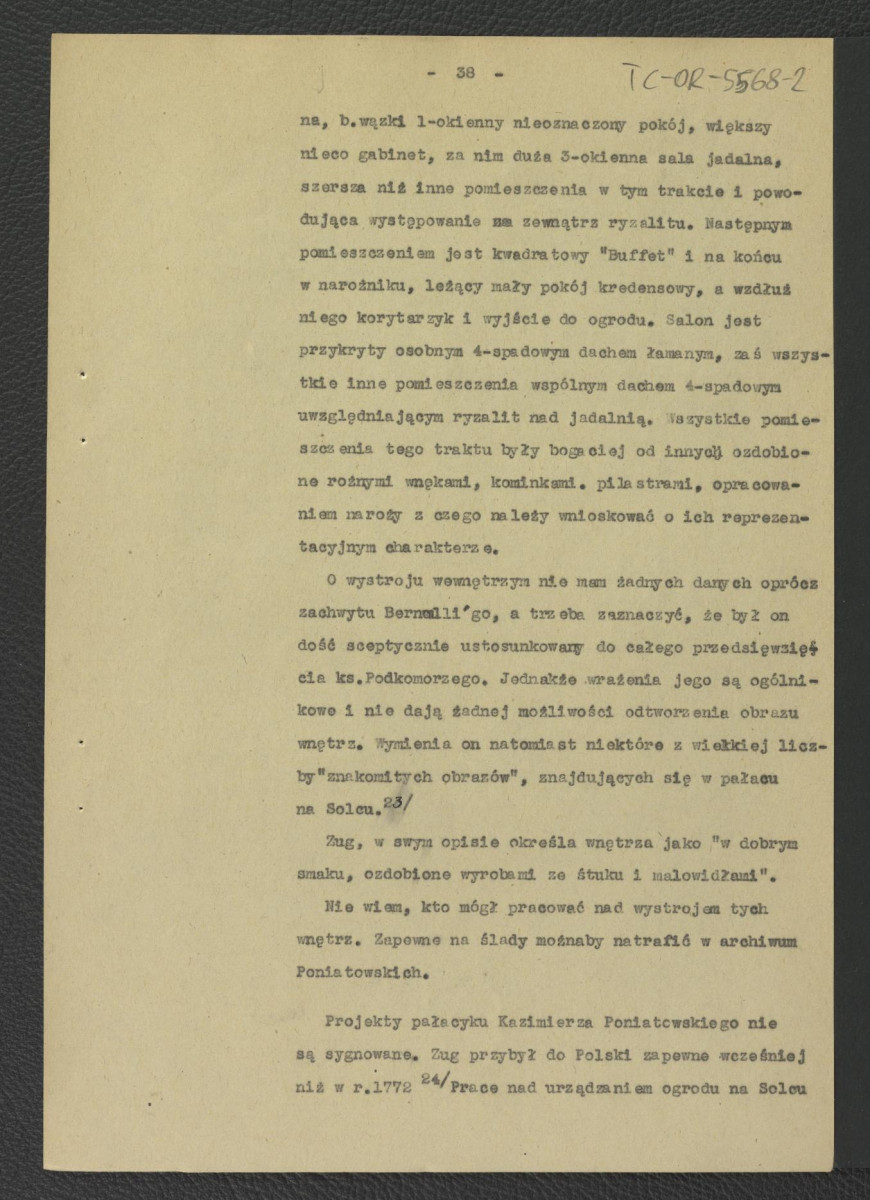 fragment pracy Tomicka W., Ogrody księcia Podkomorzego Kazimierza Poniatowskiego  w Warszawie w: „Ochrona Zabytków” nr 6/4 (23) 228-239 (1953) dotyczący Solca                     , skan 15