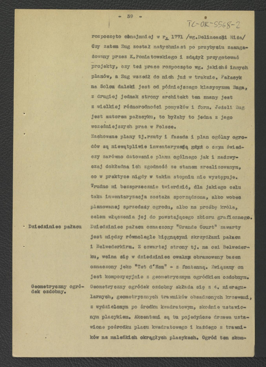 fragment pracy Tomicka W., Ogrody księcia Podkomorzego Kazimierza Poniatowskiego  w Warszawie w: „Ochrona Zabytków” nr 6/4 (23) 228-239 (1953) dotyczący Solca                     , skan 16
