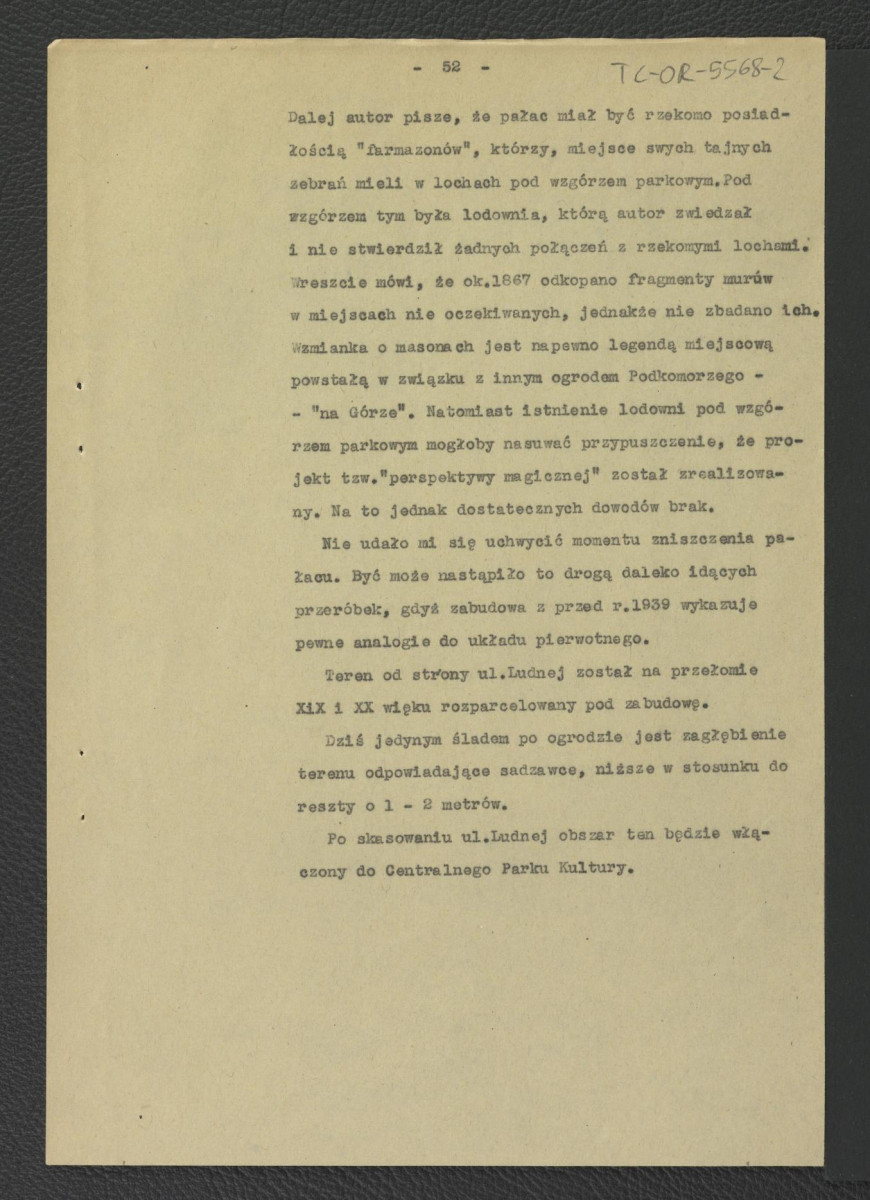 fragment pracy Tomicka W., Ogrody księcia Podkomorzego Kazimierza Poniatowskiego  w Warszawie w: „Ochrona Zabytków” nr 6/4 (23) 228-239 (1953) dotyczący Solca                     , skan 30