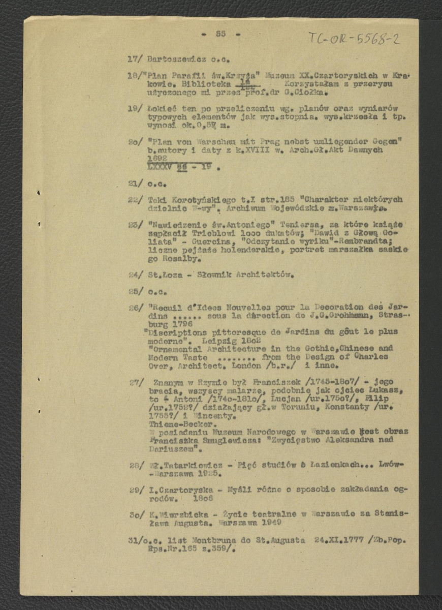 fragment pracy Tomicka W., Ogrody księcia Podkomorzego Kazimierza Poniatowskiego  w Warszawie w: „Ochrona Zabytków” nr 6/4 (23) 228-239 (1953) dotyczący Solca                     , skan 33