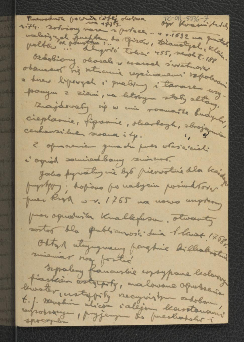 wypis z Chodorowicz I., Fryze F., Przewodnik po Warszawie i jej okolicach, Warszawa 1873 dotyczący dziejów tej posesji, powszechnie dostępnego ogrodu, kilkukrotnie zmienianego pod względem formy , skan 1