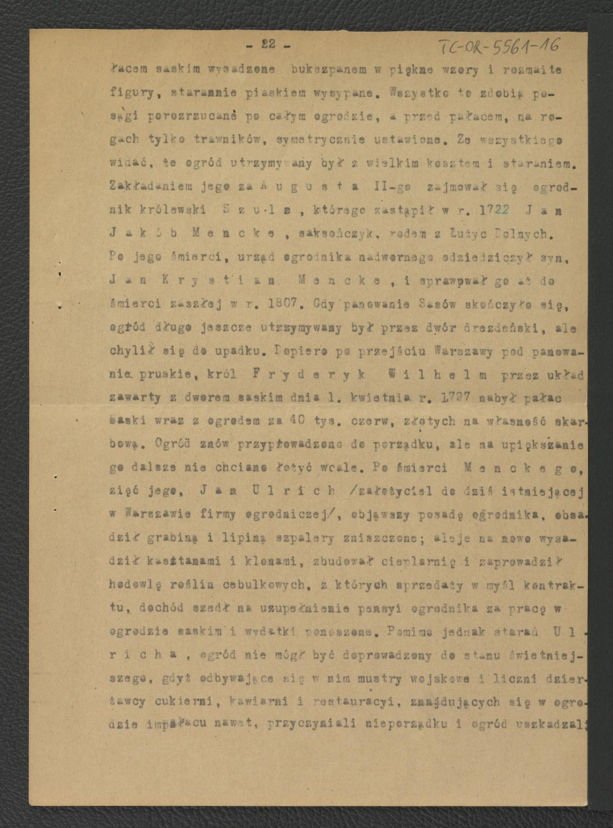fragment tekstu z Drege J., Ogrody w Polsce w: Wielka Encyklopedya Powszechna Ilustrowana, t. IV, Warszawa 1904 dotyczący miejscowego ogrodu; dziesięć kart , skan 4