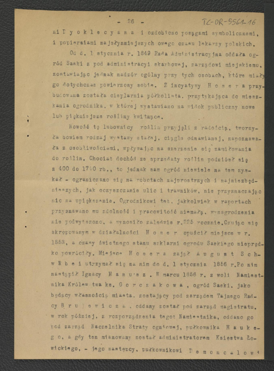 fragment tekstu z Drege J., Ogrody w Polsce w: Wielka Encyklopedya Powszechna Ilustrowana, t. IV, Warszawa 1904 dotyczący miejscowego ogrodu; dziesięć kart , skan 8
