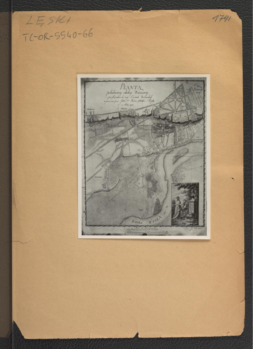 fotografia czarno-biała przedstawiająca plan parku i południowych okolic Warszawy, skan 1