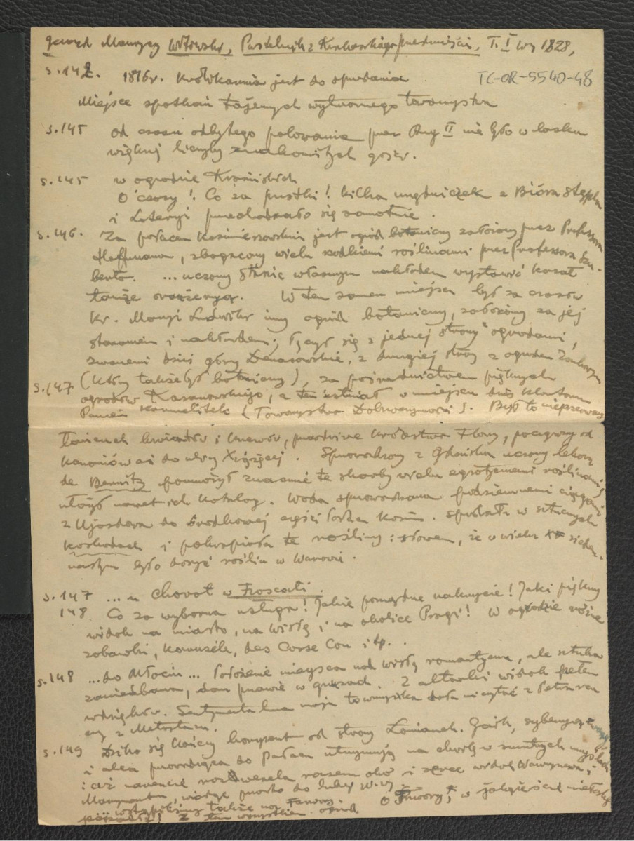 wypis z Witowski G. M., Pustelnik z Krakowskiego Przedmieścia czyli charaktery ludu i obyczajów, Warszawa 1829, t. II, III, IV; dwie karty , skan 3