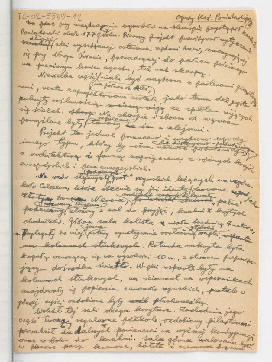 notatka dotycząca miejscowej posesji należącej do ksiecia Kazimierza Poniatowskiego; pięć kart , skan 3