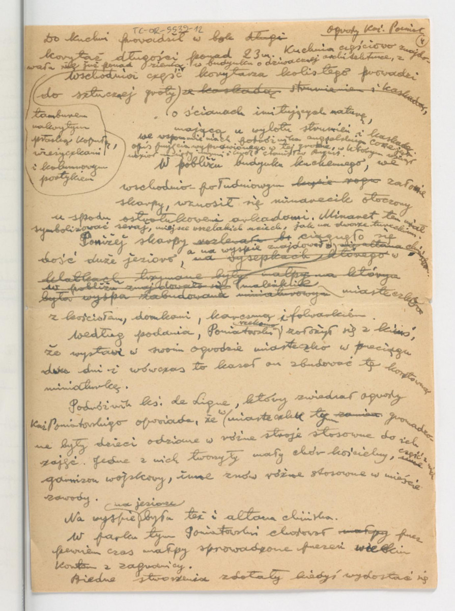 notatka dotycząca miejscowej posesji należącej do ksiecia Kazimierza Poniatowskiego; pięć kart , skan 4