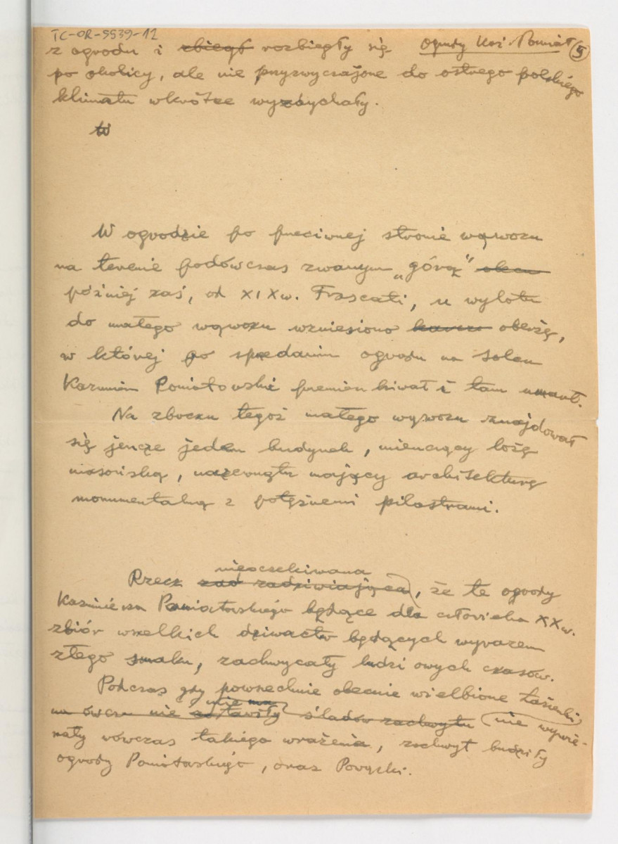 notatka dotycząca miejscowej posesji należącej do ksiecia Kazimierza Poniatowskiego; pięć kart , skan 5
