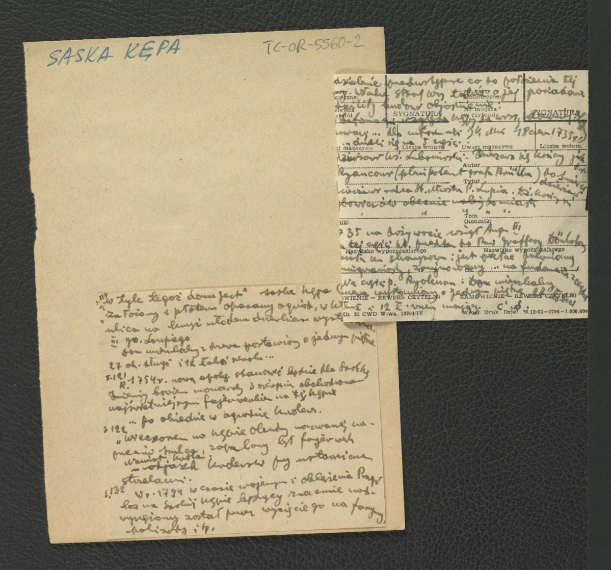 wypis z Weimert (?), Opis historyczny…. Warszawa 1850, s. 104, 121-122, 132 dotyczący Saskiej Kepy i znajdujących się tam rezydencji , skan 3