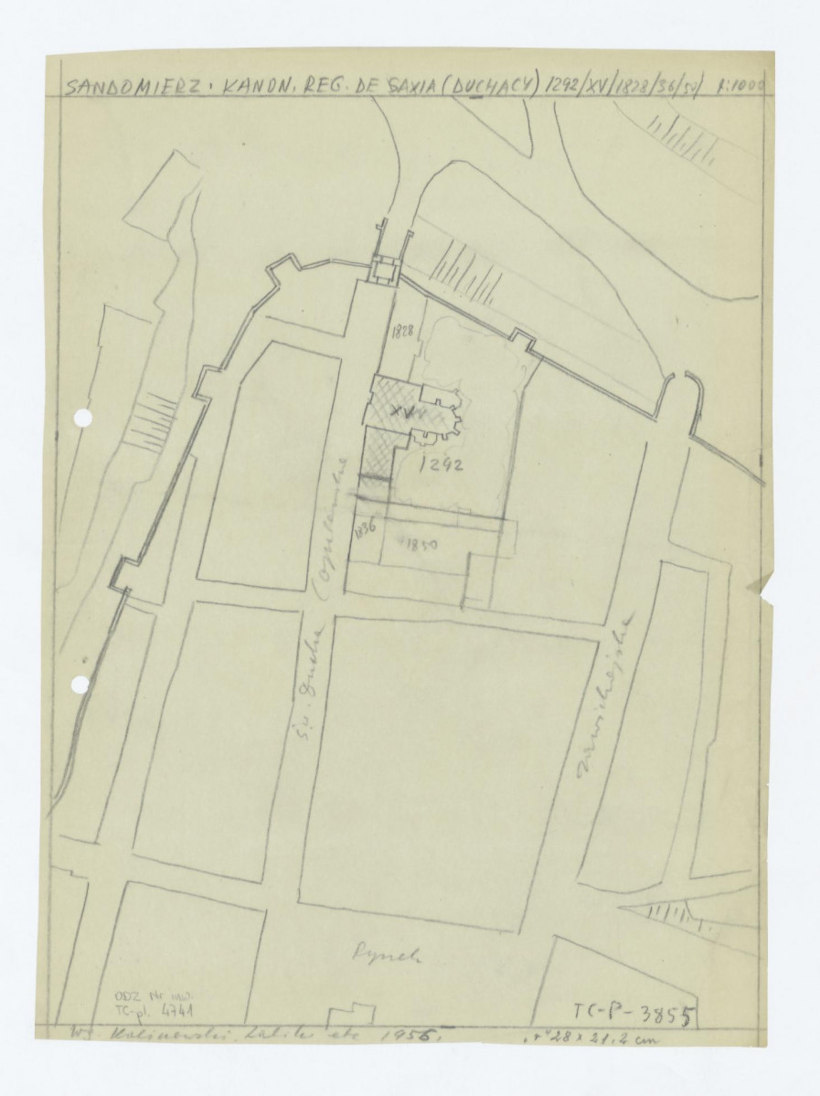 lokalizacja miejska klasztoru według Kalinowski, Lalik, etc. 1956, skan 1