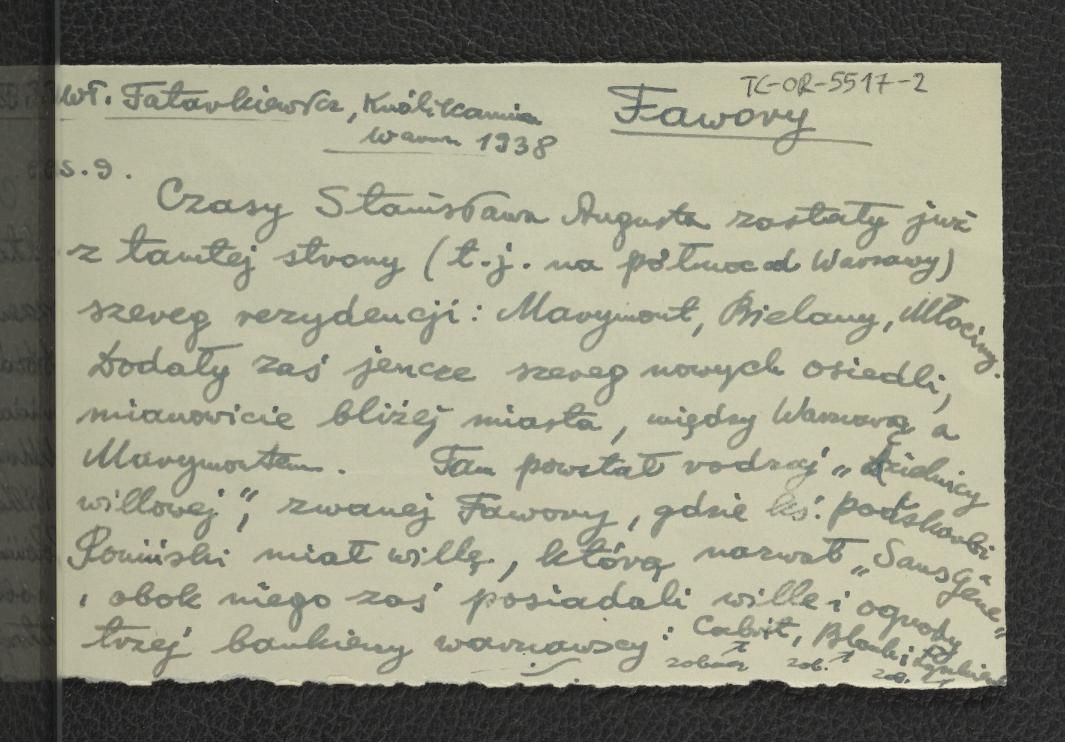 wypis z Tatarkiewicz W., Królikarnia: analiza i dzieje, Warszawa 1938, s. 9 dotyczący rozbudowy Warszawy na północ od Nowego Miasta , skan 1