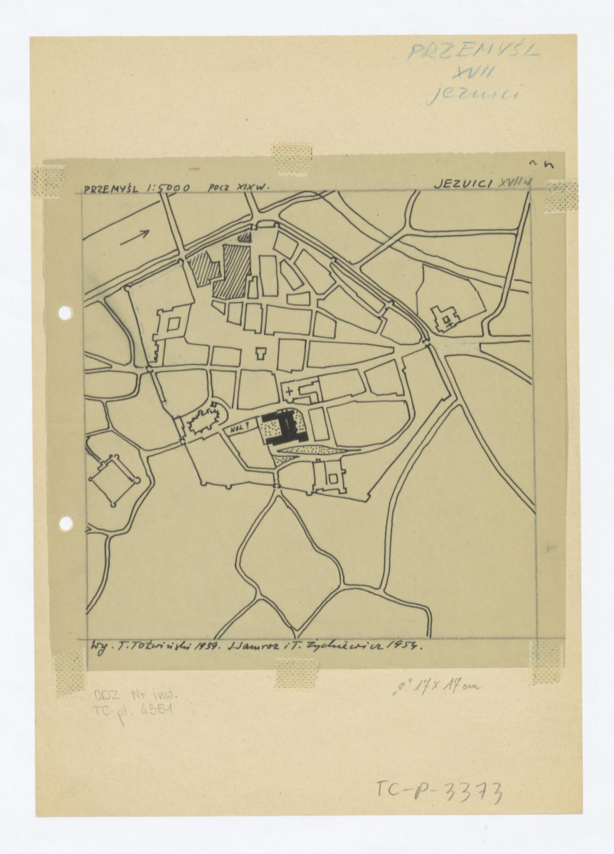 plan sytuacyjny klasztoru i terenów otaczających /według T. Tołwińskiego 1939 T. Jamroz i T. Żychiewicz 1954/ stan z początki XIX w., skan 1