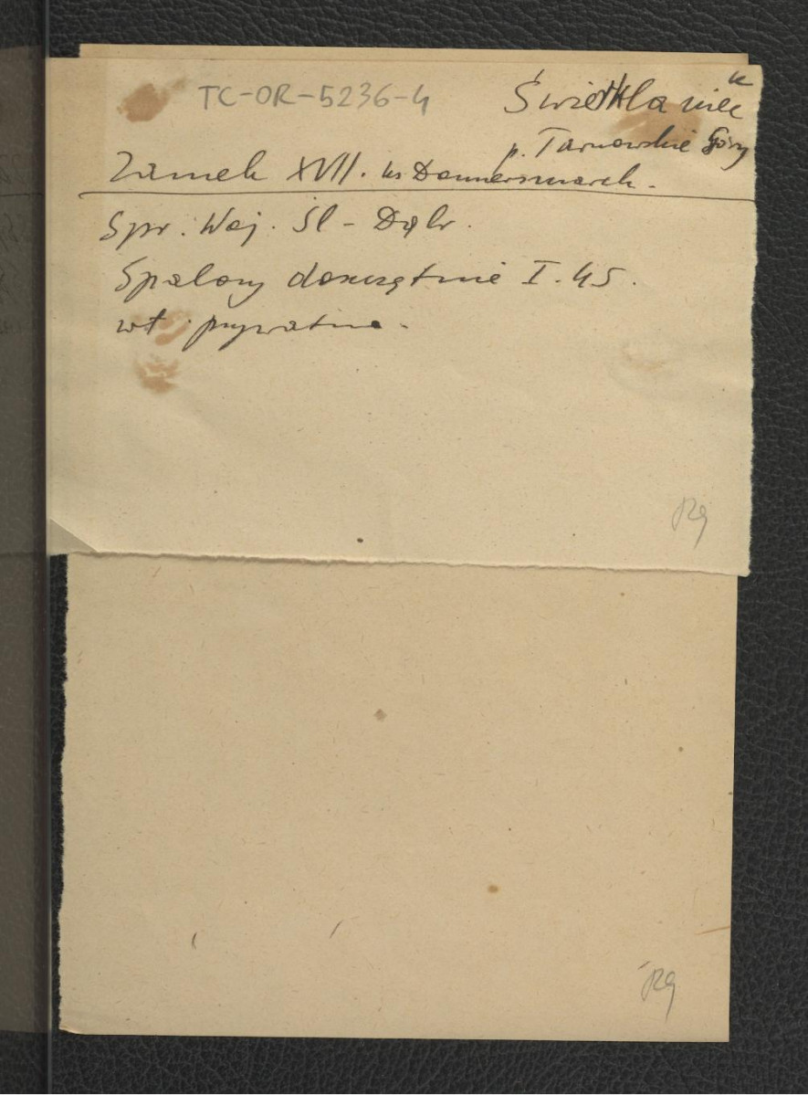 odsyłacz do Sprawozdania Wojewódzkiego Konserwatora Zabytków w Katowicach wzmiankujący miejscowy dwór doszczętnie spalony w styczniu 1845 r.  , skan 1