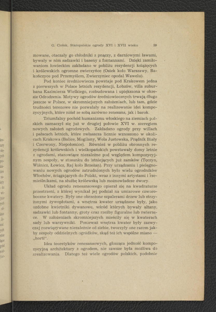 nadbitka do Sprawozdań Towarzystwa naukowego Warszawskiego Wydział II ROK XL-1947 zawierający tekst autorstwa G. Ciołka pt. Staropolskie ogrody XVI i XVII w.; dwie karty , skan 3