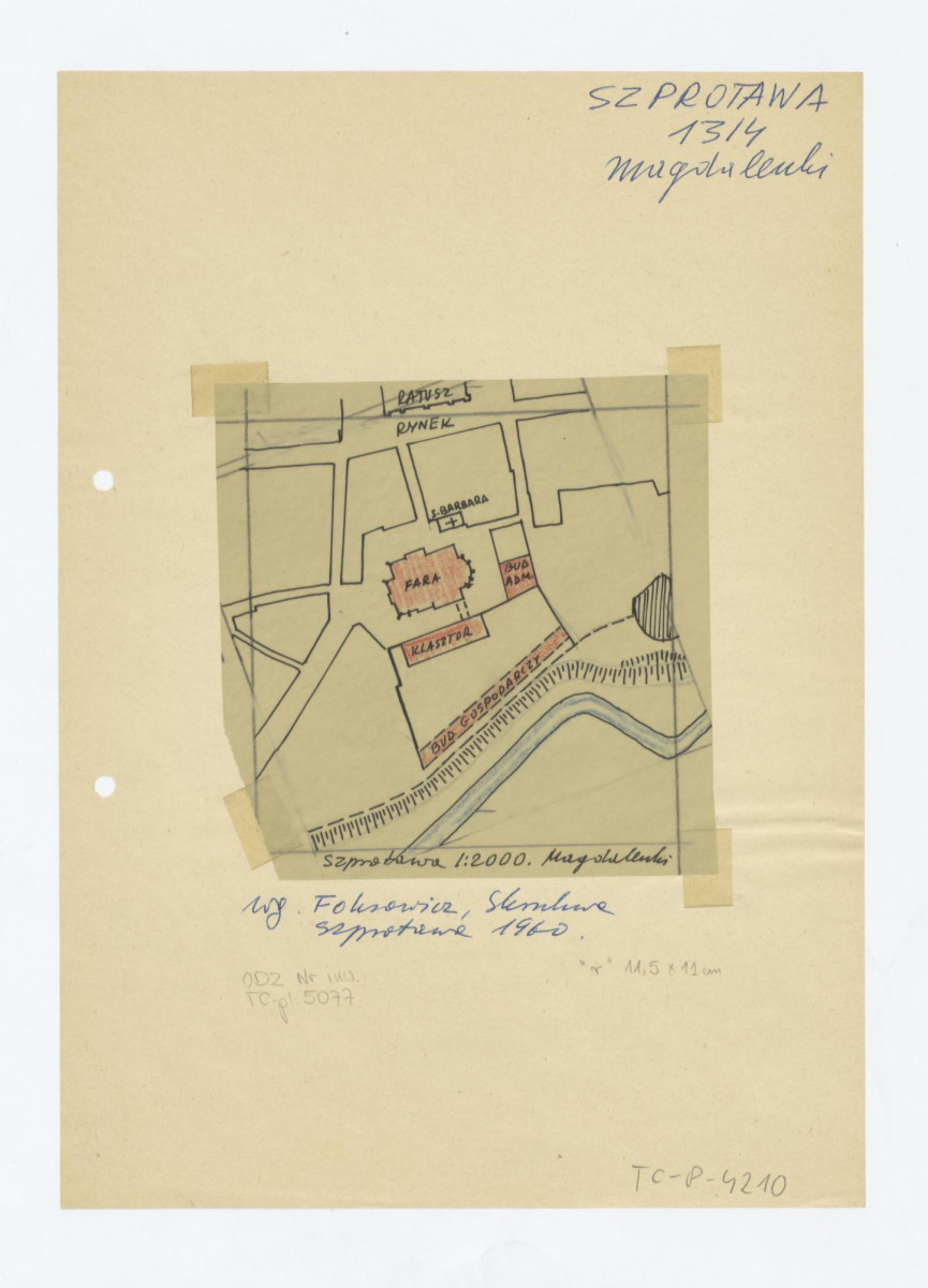 plan sytuacyjny zabudowań klasztornych /według Foksowicz, /nieczytelny podpis 1960/, skan 1