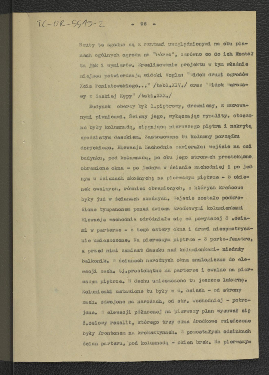 fragment opracowania – Tomicka W., Ogrody księcia Podkomorzego Kazimierza Poniatowskiego  w Warszawie w: „Ochrona Zabytków” nr 6/4 (23) 228-239 (1953) – dotyczący posesji w rejonie ul. Książęcej, Wiejskiej i Rozbrat                                            , skan 11