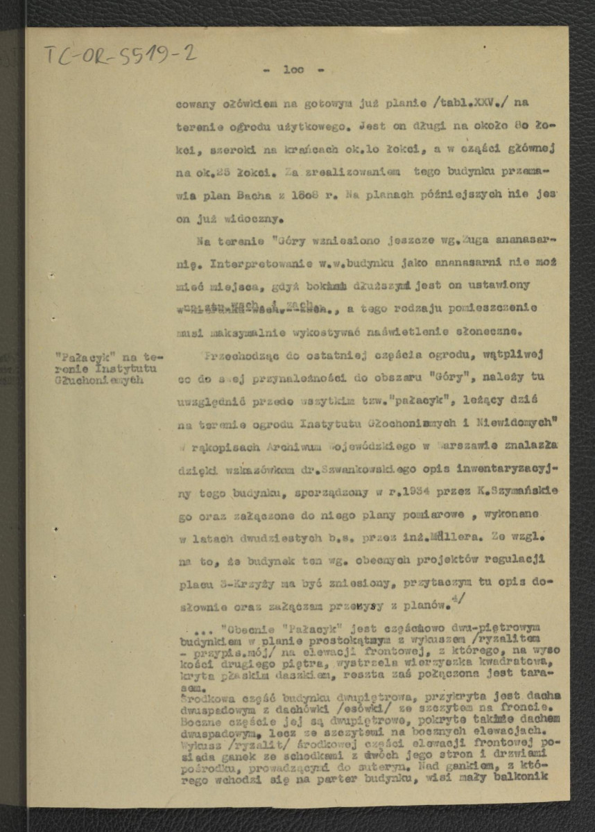 fragment opracowania – Tomicka W., Ogrody księcia Podkomorzego Kazimierza Poniatowskiego  w Warszawie w: „Ochrona Zabytków” nr 6/4 (23) 228-239 (1953) – dotyczący posesji w rejonie ul. Książęcej, Wiejskiej i Rozbrat                                            , skan 15