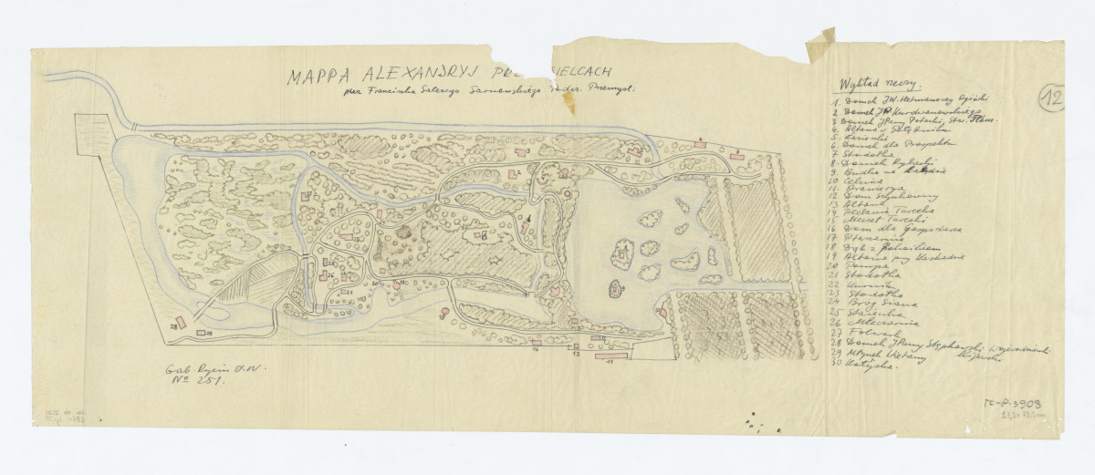 "Mappa Alexandryi przy Siedlcach" przez  Franciszka Salezego Sarnowskiego Geodez. Przemyśl: przers z Gabinet Rycin Uniwersytetu Warszawskiego Nr 251, skan 1