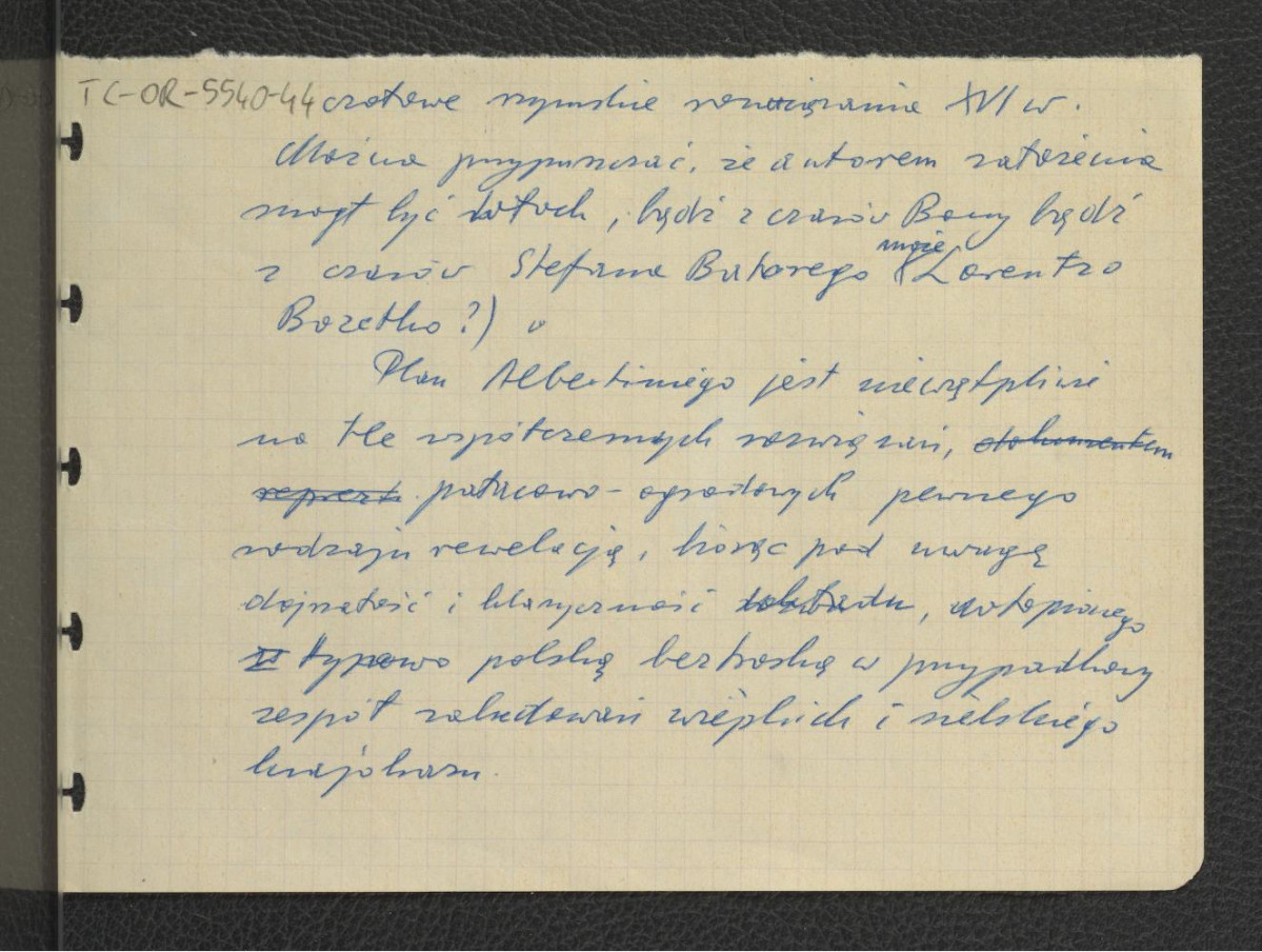 luźne notatki dotyczące miejscowego pałacu; cztery karty , skan 4