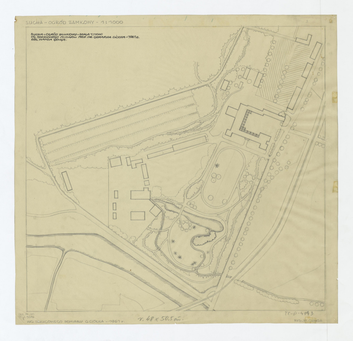 plan sytuacyjny według szkicowego pomiaru Gerard Ciołka, skan 1