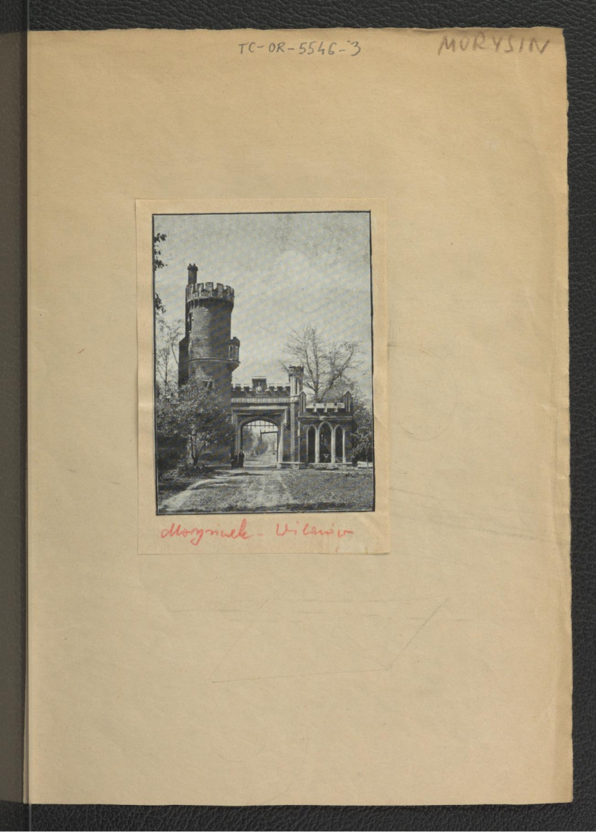 wycinek prawdopodobnie z „Tygodnika Ilustrowanego” zawierający reprodukcje fotografii ukazującej fragmenty zabudowy miejscowego pałacyku , skan 1