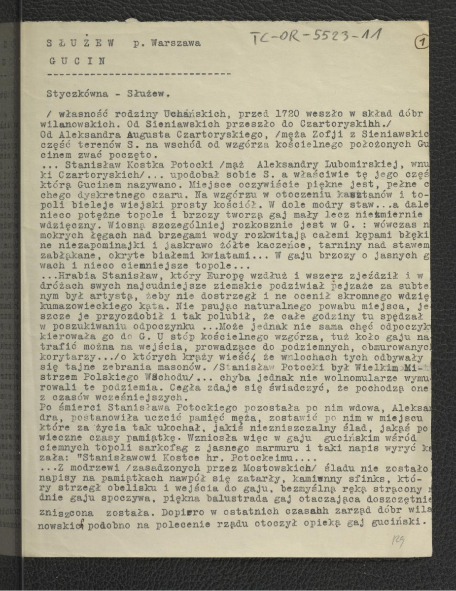 tekst dotyczący tej posesji; dwie karty , skan 1