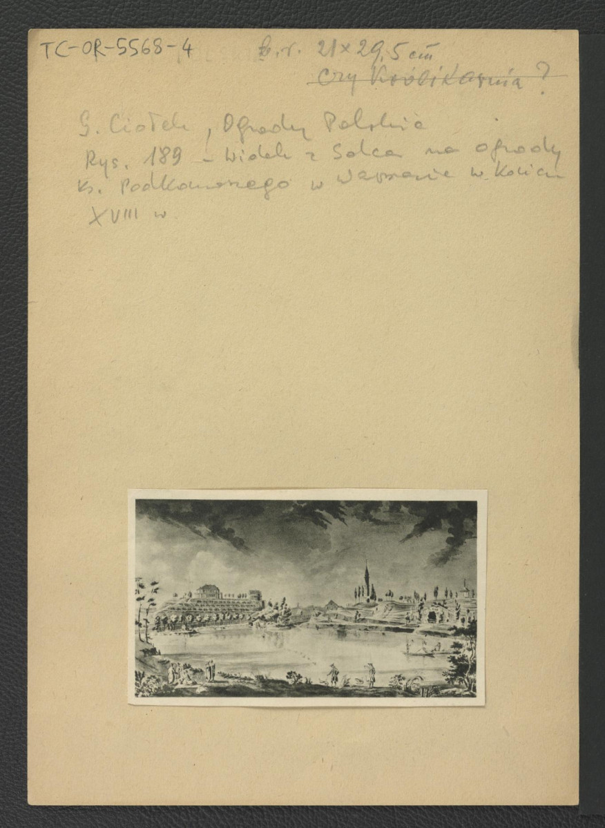 karta zawierająca reprodukcje akwarelii autorstwa Z. Vogla zamieszczona w Ciołek G., Ogrody polskie, Warszawa 1954, s. 129      , skan 1