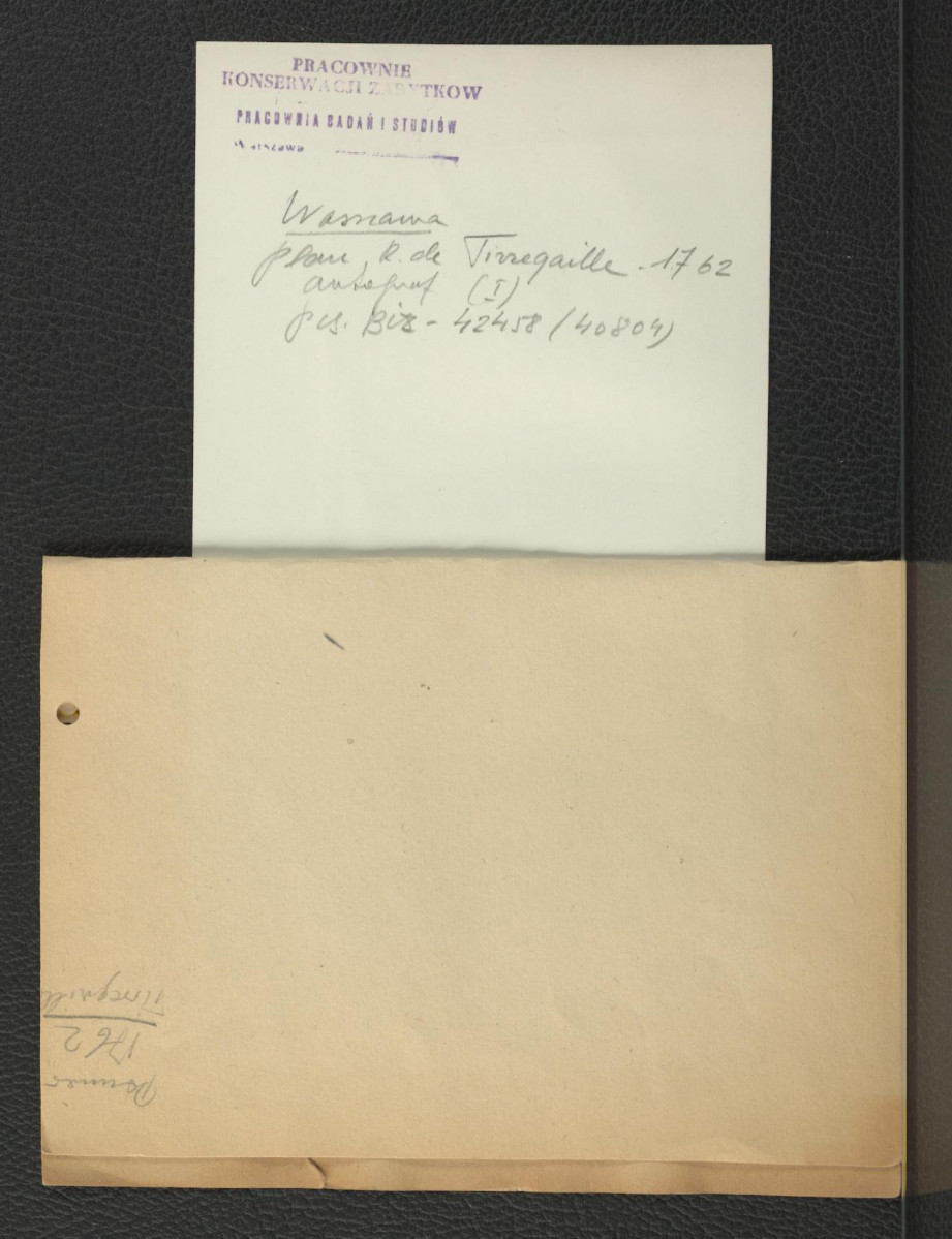 4 fotografie czarno-białe przedstawiające  fragmenty planu Ricant de Tirregaille’a z 1762 r., skan 2