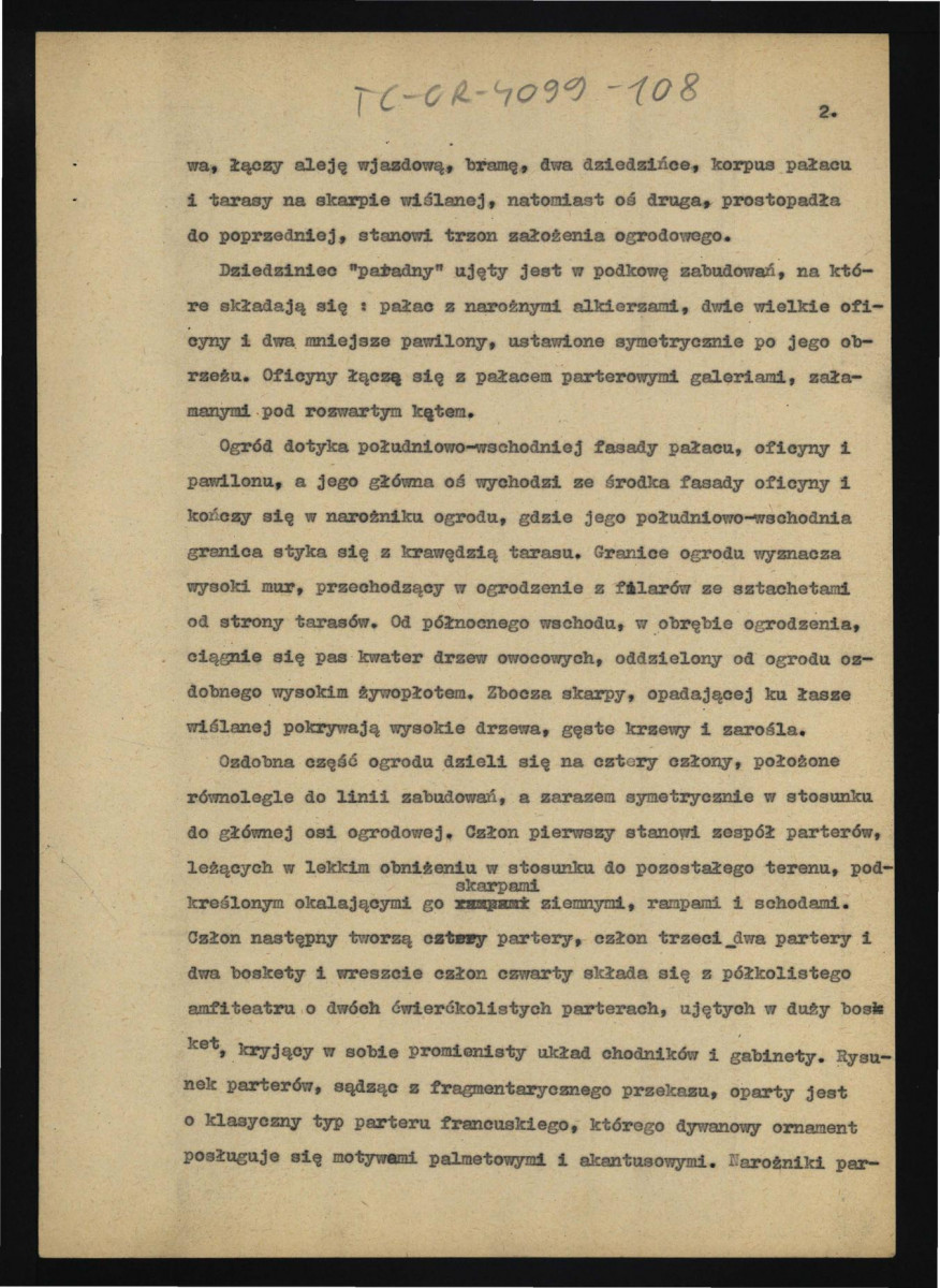 referat, artykuł lub notatka autorska G. Ciołka pt. Najstarszy plan rezydencji puławskiej dotyczący planu odnalezionego podczas przygotowań do obchodów 150-lecia Muzeum w Puławach , skan 2