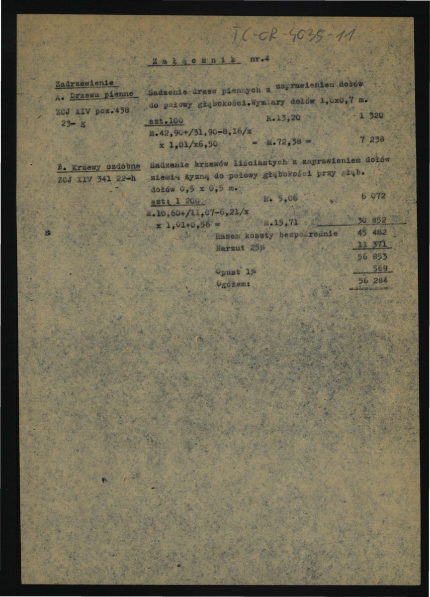 zbiorcze zestawienie kosztów budowy i rekonstrukcji zabytkowego ogrodu pałacowego w tej miejscowości; osiemnaście kart , skan 8