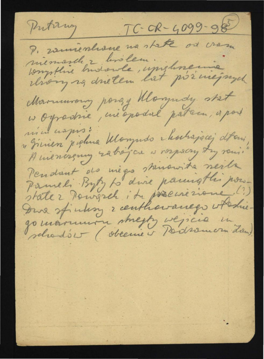 wypis z Dębicki L., Puławy: monografia z życia towarzyskiego, politycznego i literackiego, t. I, Lwów 1887, s. 119 i kolejne na temat dziejów tej miejscowości oraz jej zabudowy w miejscowym parku; pięć kart , skan 4