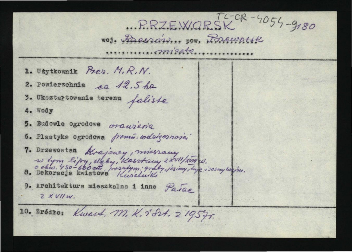 wypis z Kwestionariusz Ministerstwa Kultury i Sztuki z 1957 r. , skan 1