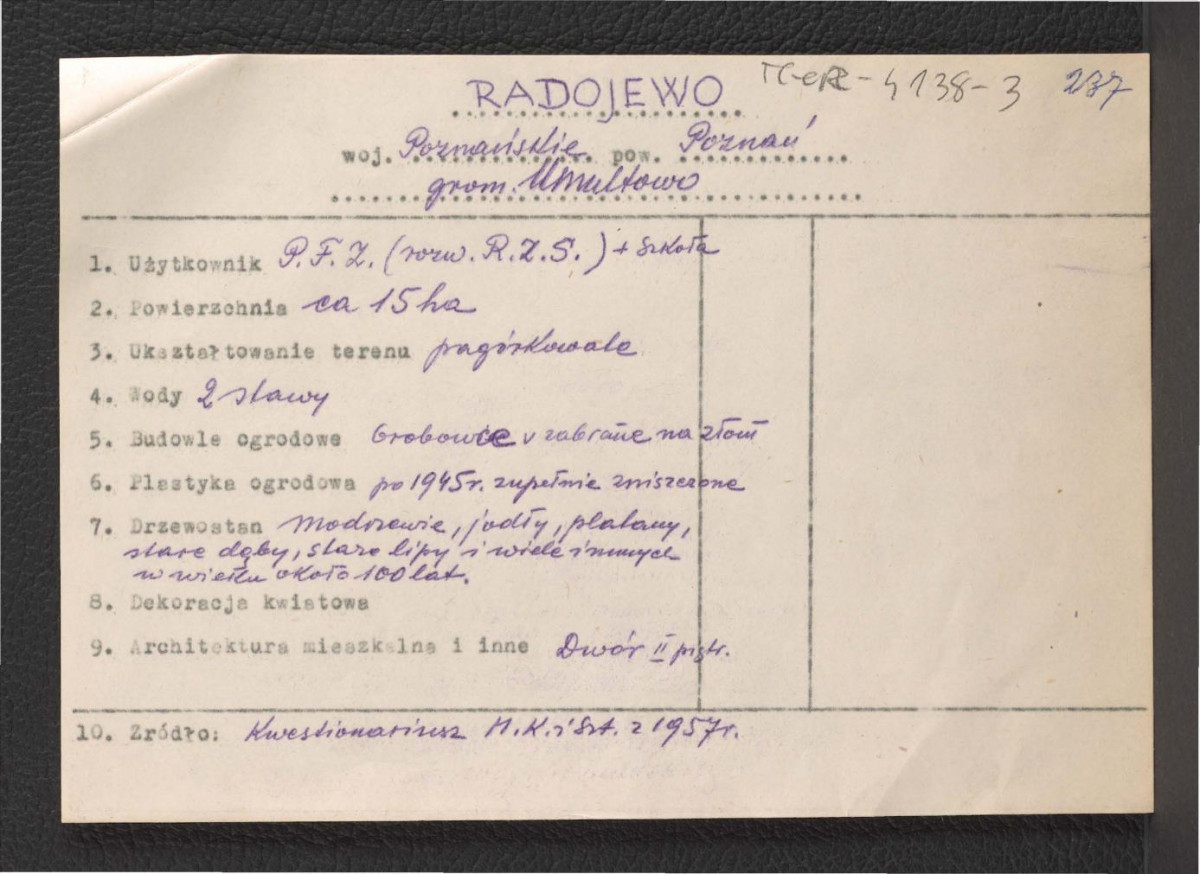 wypis z Kwestionariusz Ministerstwa Kultury i Sztuki z 1957 r. , skan 1