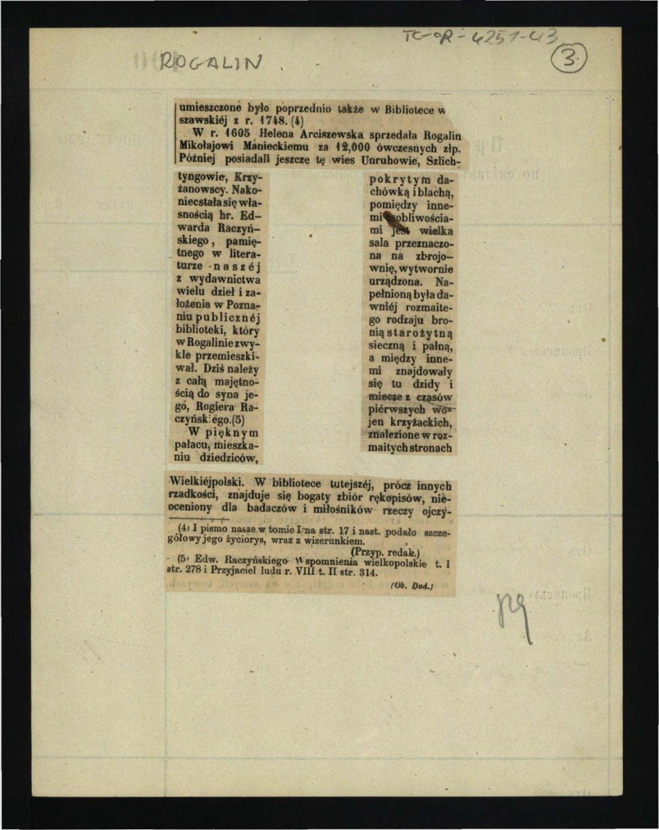 wycinek z „Tygodnika Ilustrowanego” nr 141 (1862) zawierający tekst dotyczący tej miejscowości; trzy karty , skan 3