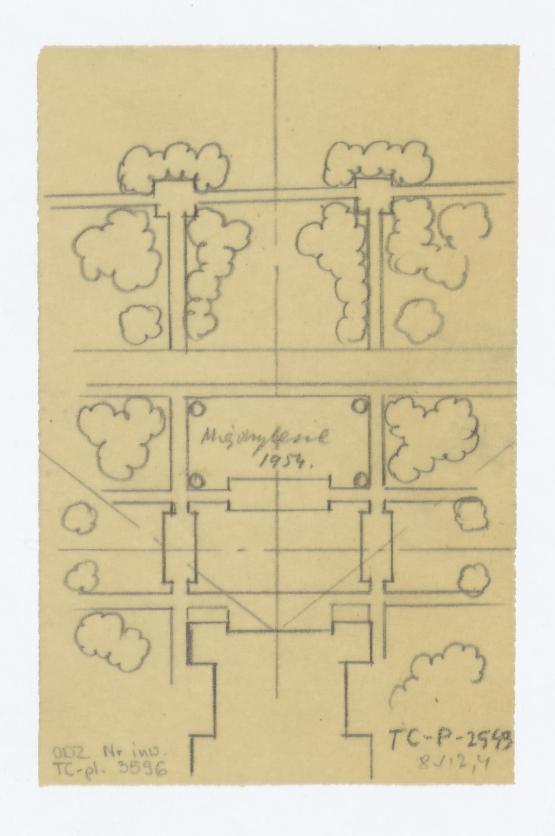 zieleń i alejki na terenie Instytutu (fragment), skan 1