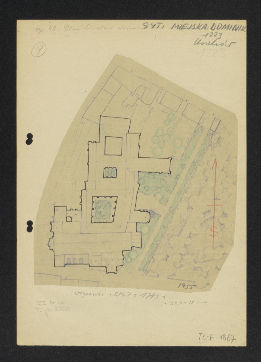 plan sytuacyjny klasztoru z zabudowaniami i ogrodami klasztornymi, skan 1