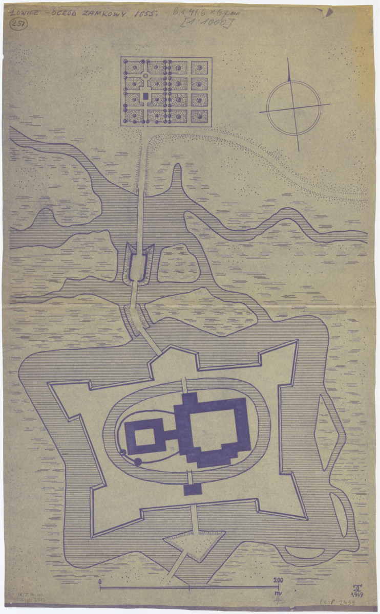 opracowanie planu kompozycji ogrodowej na podstawie materiałów historycznych. Stan 1655 rok, skan 1