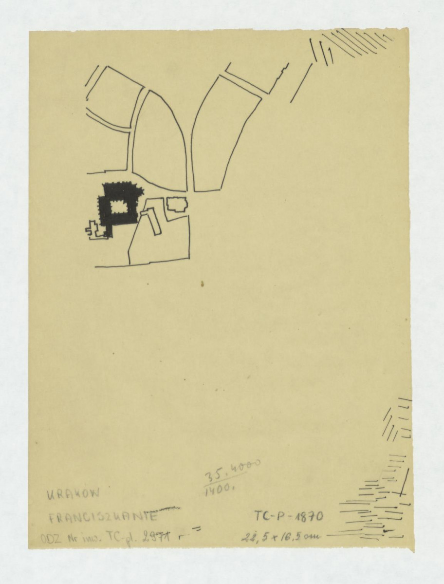 plan sytuacyjny klasztoru w terenie, skan 1