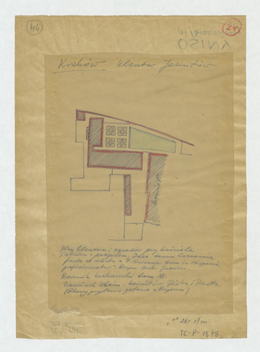 plan klasztoru i ogrodu przy kościele św. Piotra. Rocznik Krakowski tom XII, skan 1