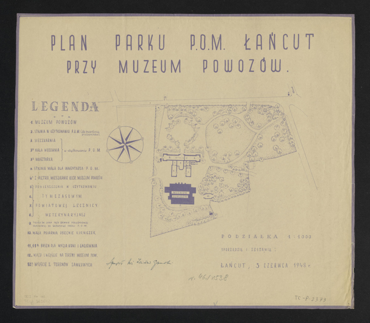 plan parku przy muzeum powozów, skan 1