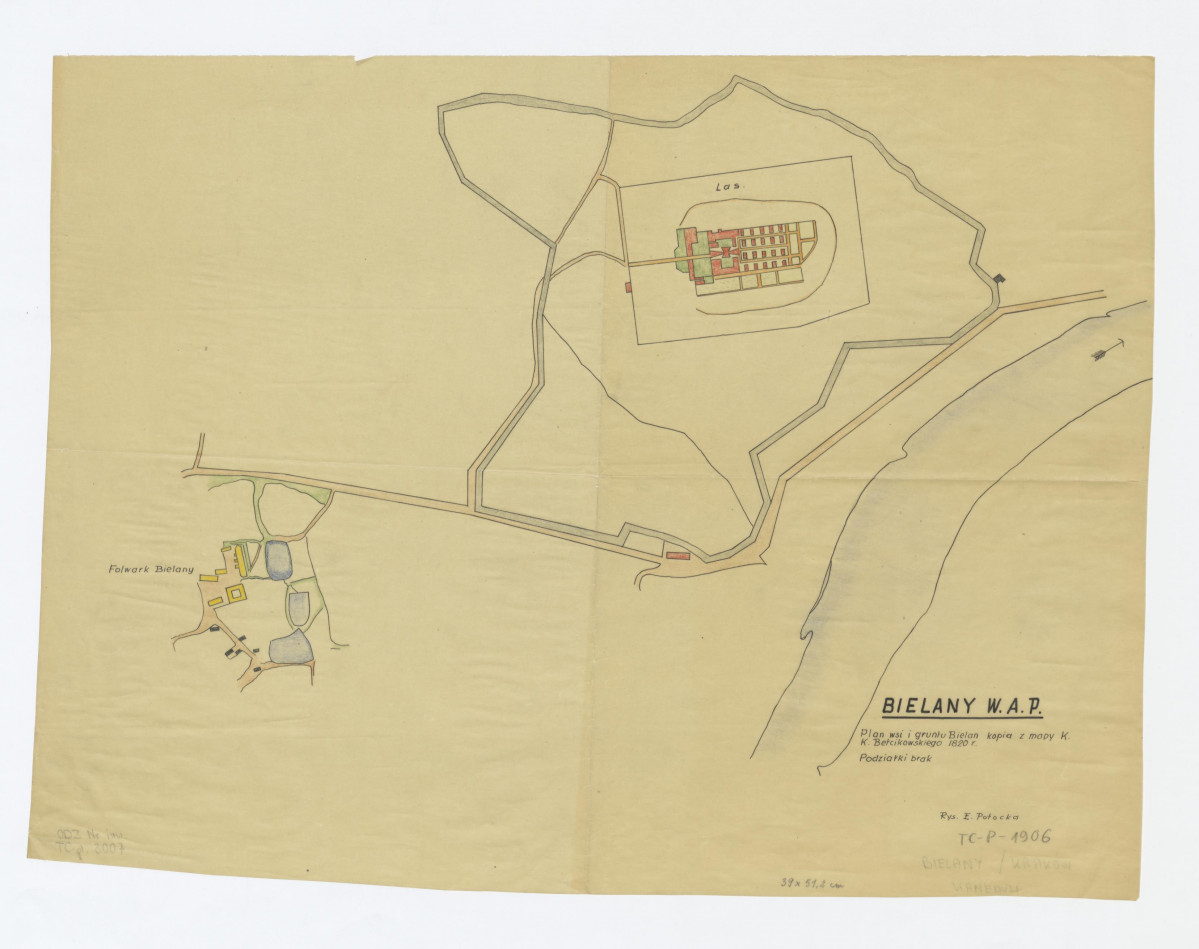 plan sytuacyjny klasztoru i terenów otaczających, kopia z mapy Karola Bełcikowskiego 1820, skan 1