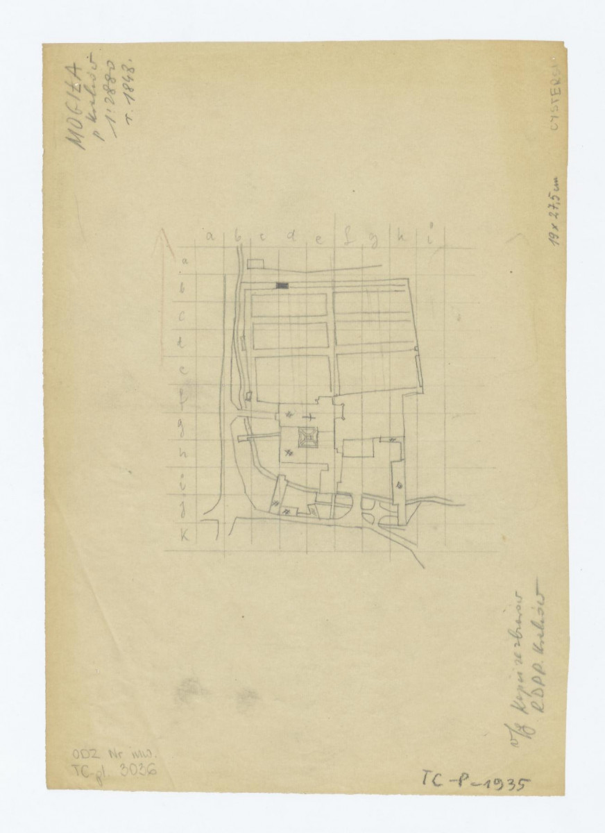 plan sytuacyjny klasztoru z zabudowaniami i ogrodami klasztornymi. Stan z 1848 roku/ według kopii ze zbiorów RDPP. Kraków/., skan 1