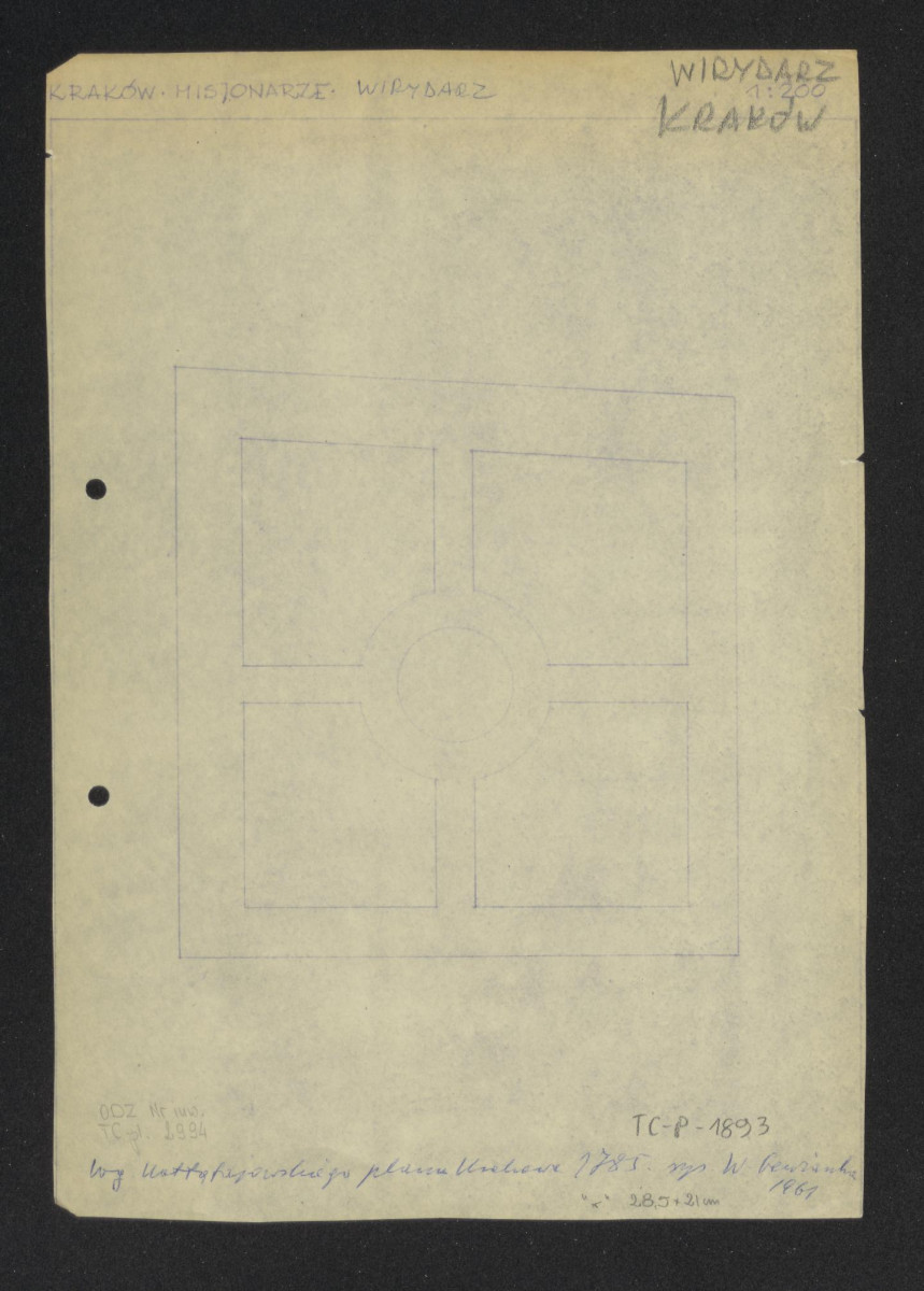 plan sytuacyjny według planu Kołłątajowskiego miasta Krakowa z 1785 roku, skan 1