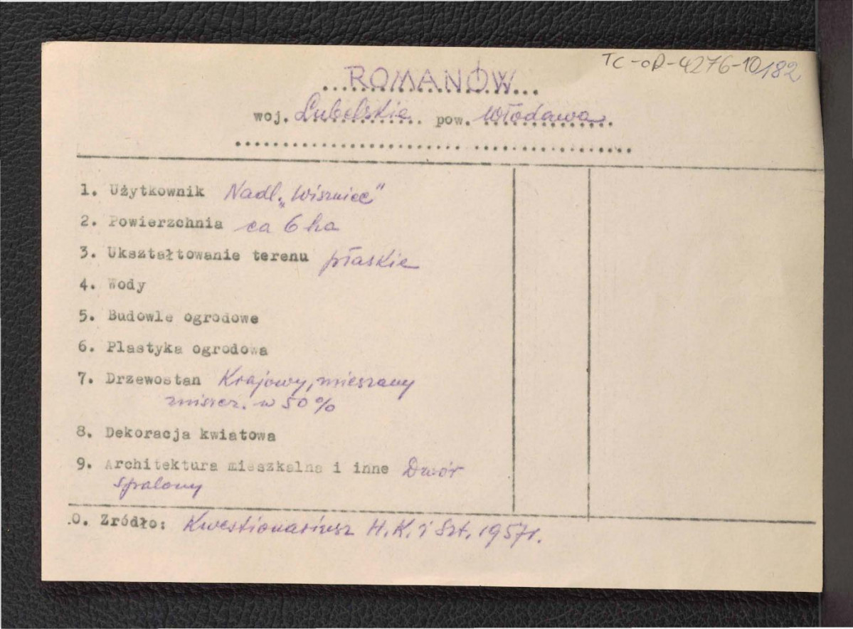 wypis z Kwestionariusz Ministerstwa Kultury i Sztuki z 1957 r.                          , skan 1
