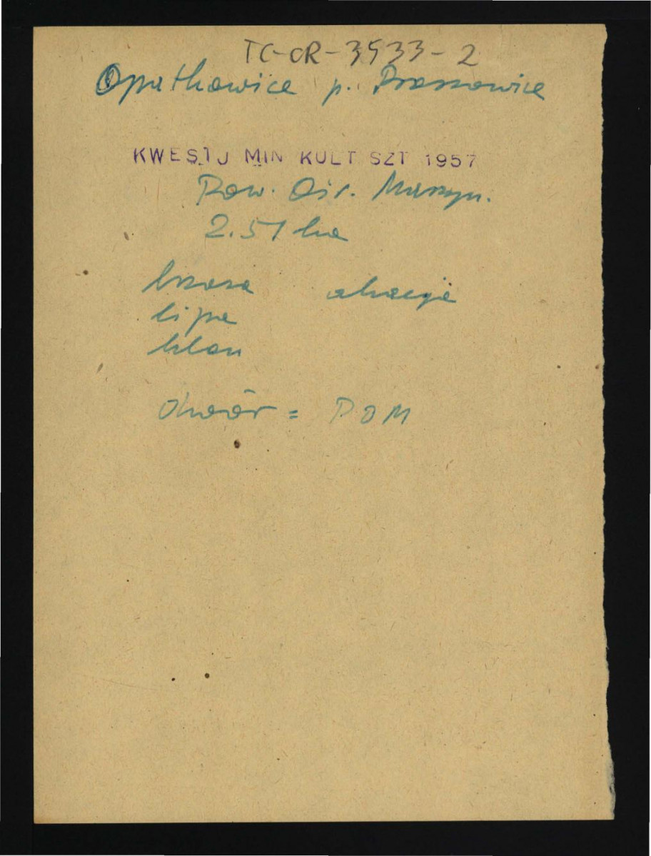wypis z Kwestionariusz Ministerstwa Kultury i Sztuki z 1957 r., skan 1